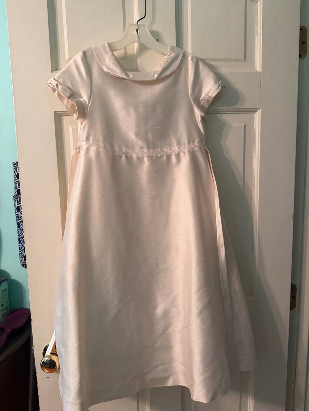Girls' Soft Pink Satin A-Line Dress